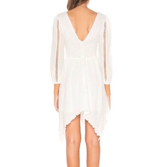 Majorelle Cambria Mini Dress White Cutout Long Sleeve Crochet Small Bridal Grad - Picture 2 of 12